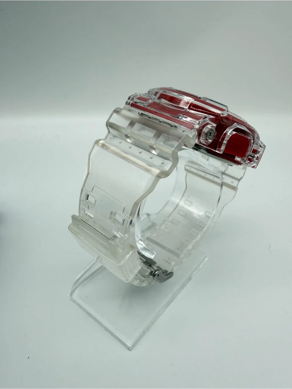 Custom Casio G-Shock GA-100 Clear Red Analog Digital Watch